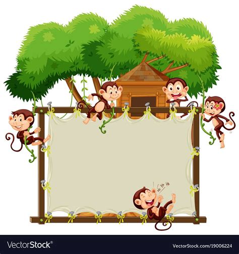 Monkey Illustration Border Templates Cute Monkey Clip Art Preschool