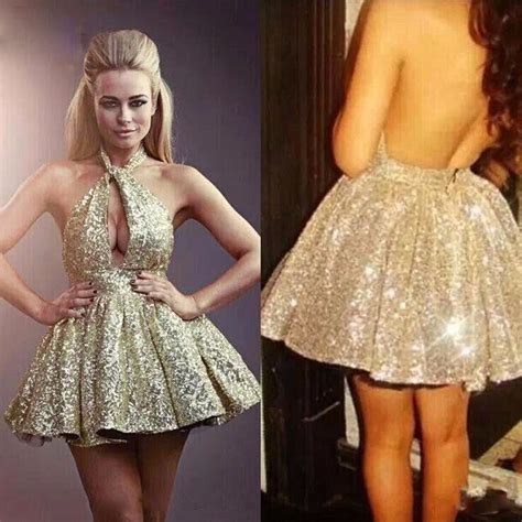 Omy137 Sexy Bling Sequined Cocktail Dresses 2016 Halter Open Back Short