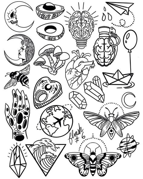 Outline Tattoo Flash Sheets