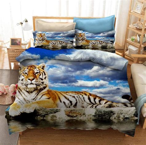 Zpyhjs Tiger Bedding Set King Size 3d Animal Print Childrens Boys And