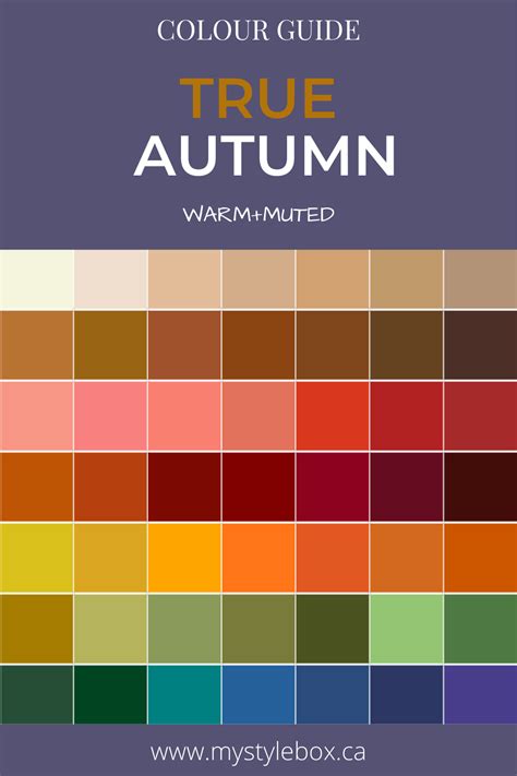 True Autumn Color Guide Fall Color Palette Warm Autumn Soft Autumn