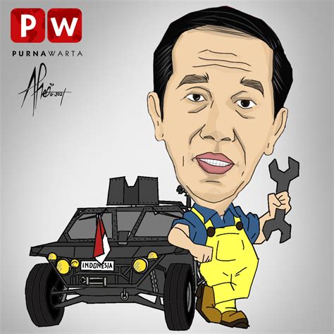Karikatur Jokowi Jajal Mobil Anti Peluru Rakitan Indonesia Purnawarta