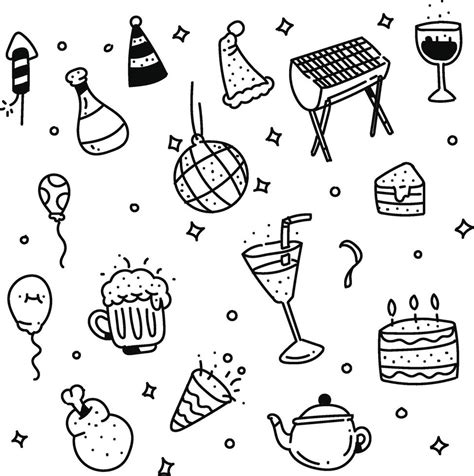 Party Doodle Style Party Drawing Style Vector Art At Vecteezy