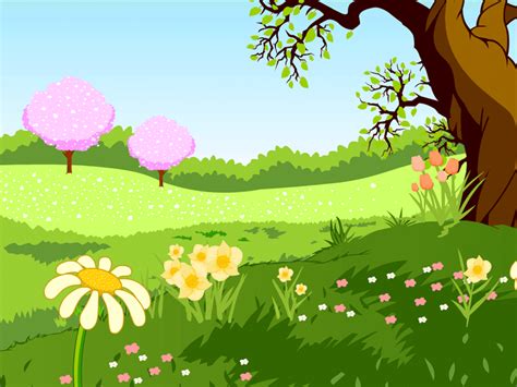 Spring Season Cartoon Collection Of Happy Kids Outdoor In Spring