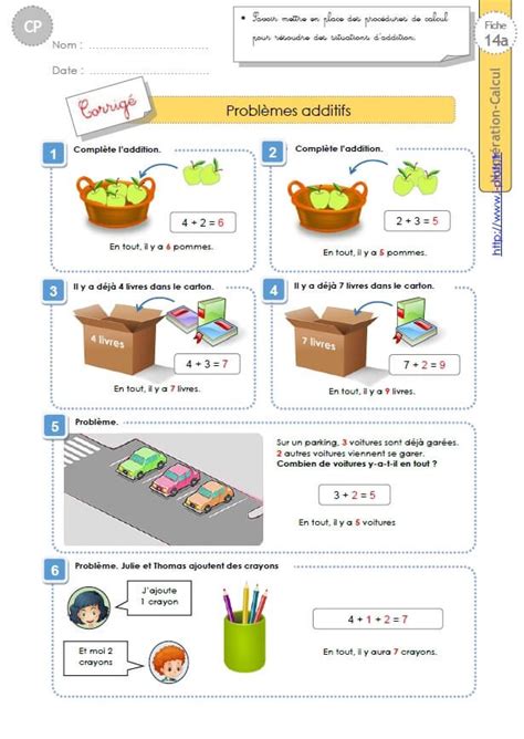 Cpnumeration Calculrésolution De Problèmes Additifs Fiches De