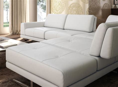 Accenti Italia Bellagio Modern White Leather Sectional Sofa Made In