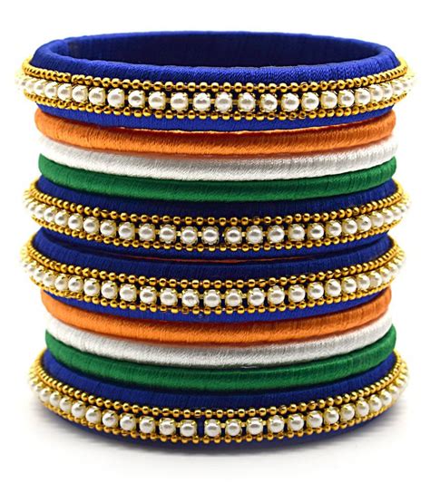 Indi Creation Silk Thread Bangles Set For Women Girl Independence Day Jewellery Tri Color