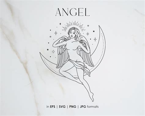 Moon Angel Clipart Celestial Clip Art Angel Svg Etsy