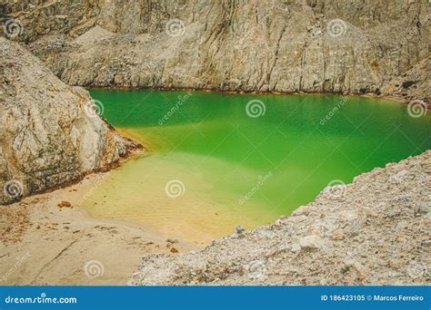 Turquoise Water Lake In Abandoned Mine Monte Neme Galicia Stock Image