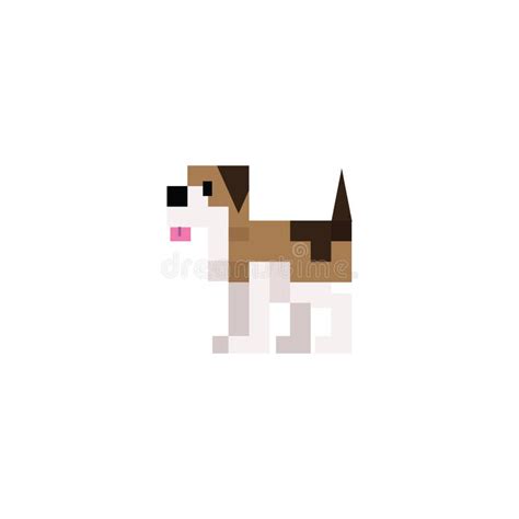 Cute 8bit Pet Beagle Dog Vector Illustration Spaniel Pet Puppy Pixel