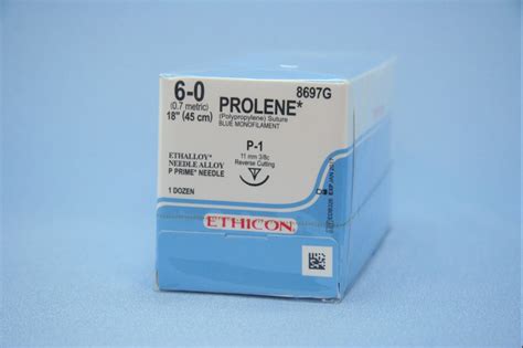 6 0 Prolene Blue Suture P 1 18in Et8697g Amsco Medical