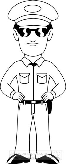 Occupations Clipart Black White Policeman Clipart Classroom Clipart