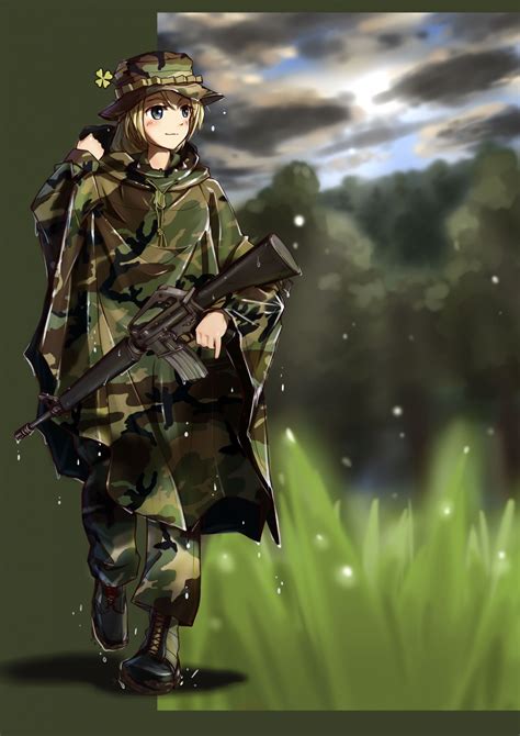 Download 1080x1920 Anime Girl Military Uniform Guns