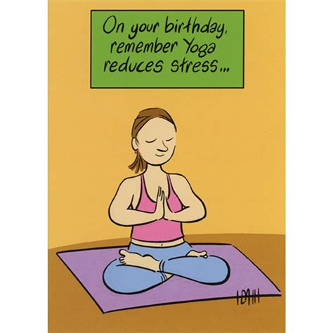 Woman Meditating On Yoga Mat Feminine Funny Humorous Birthday Card