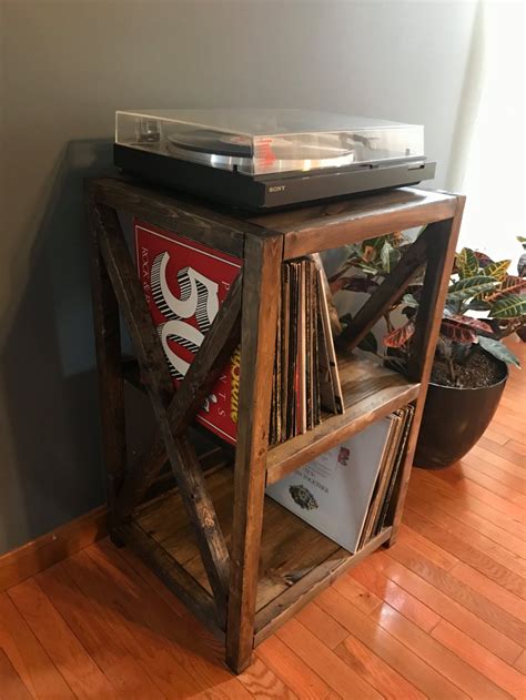 Our solid, wooden table and vinyl storage unit is easy to assemble and has a polished finish. Rustic Record Player Stand vinyl storage Turntable stand ...