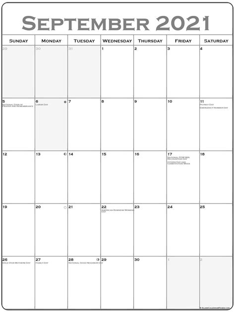 Those april 2021 calendar templates can be blank or include us federal holidays, public holidays or local holidays. September 2021 Vertical Calendar | Portrait