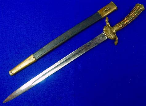 Antique German Germany Ww1 Engraved Stag Hunting Dagger Sword W Scabb
