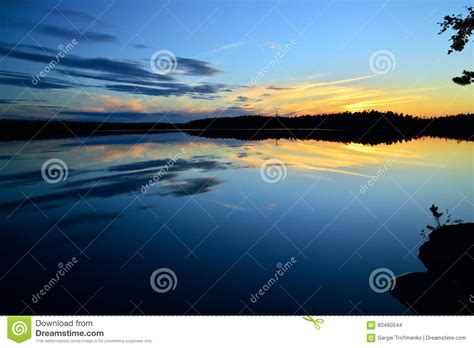 Northern White Nights On The Lake Pongoma Karelia Russia Stock Photo