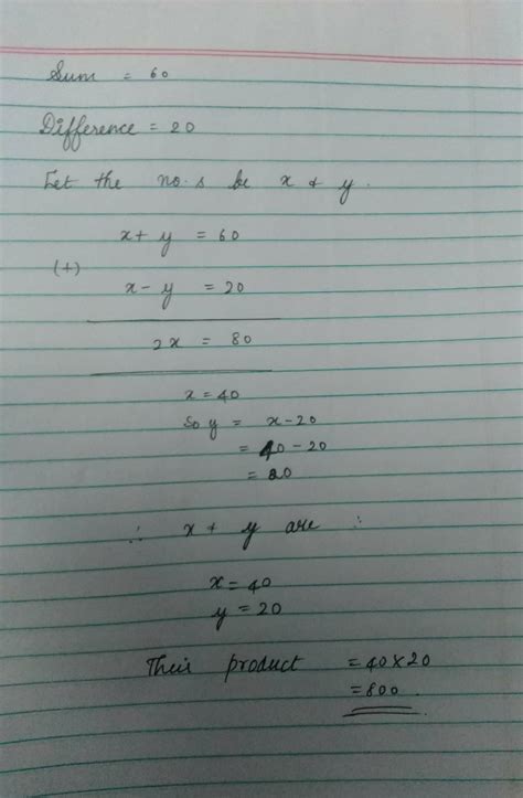 Kaleb leach student at university of toronto. The sum of two number is 60 and their difference is 20 ...