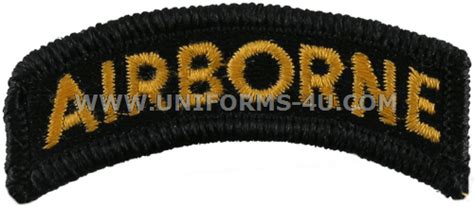 Army Airborne Tab Gold Letters Embroidered On Black