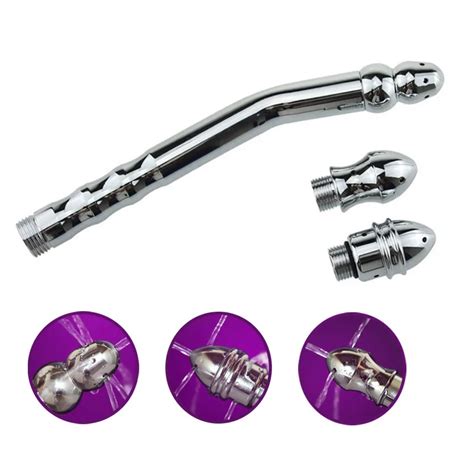 Buy Unisex Shower Anal Vaginal Enema Douche Cleasing Curved 3 Heads Aluminum