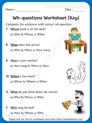 Wh Questions Worksheets For Grade Includes Key Your Home Teacher