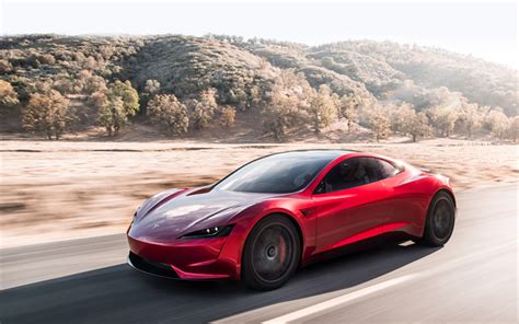 Download Wallpapers Tesla Roadster 2020 Sports Coupe Red Tesla