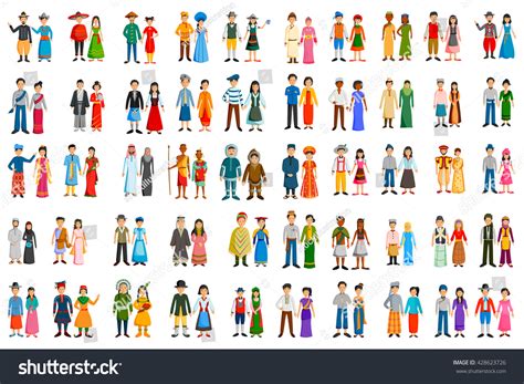 They choose minimalism and an understated. Set Of People Of Different Countries In Traditional ...