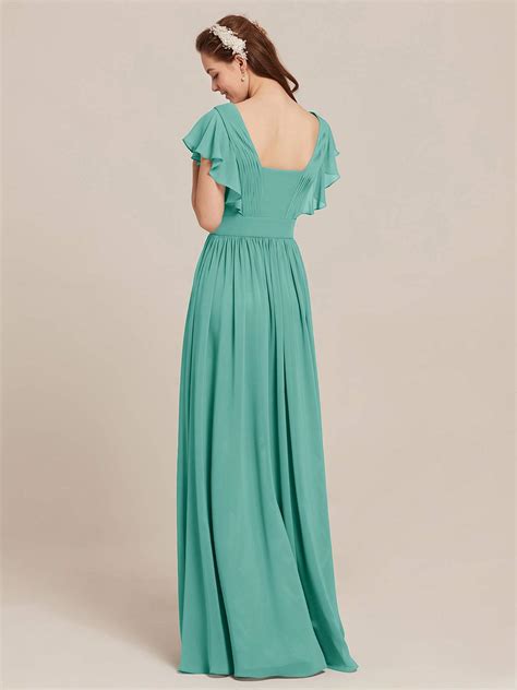 aw bridal chiffon bridesmaid dresses with butterfly sleeves plus size maxi prom dresses long