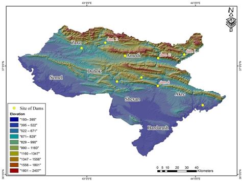 Location Of The Dams In The Study Area Elevation Is Shown In Meter