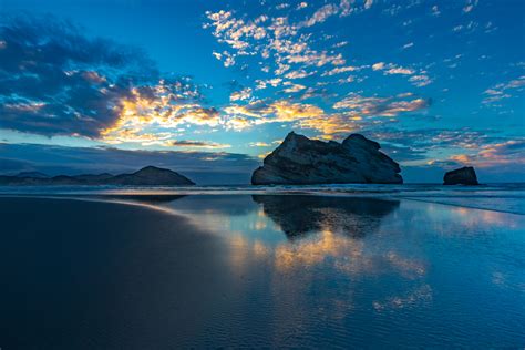 Wharariki Beach Sunset Takaka South Island New Zealand