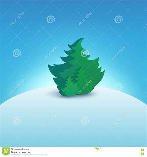 Christmas Tree On Snowy Hill Stock Vector Illustration Of Season