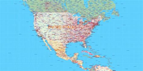 World Mercator Projection Political Pdf Vector Map High Detailed Fully