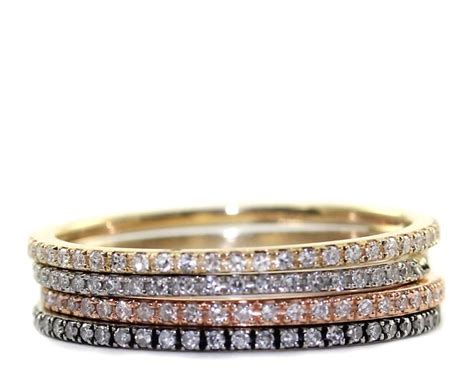 Diamond Micro Pave Band Solid 14K Gold Full Eternity Etsy