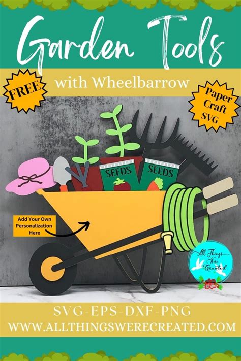 Garden Tools With Wheelbarrow Free Svg All Things Were Created