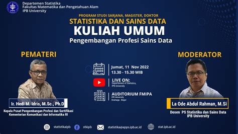 Kuliah Umum Mata Pengembangan Karir Sains Data YouTube