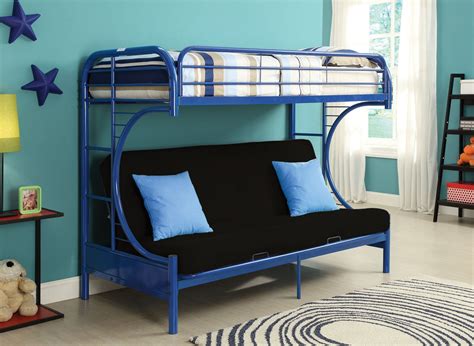 Eclipse Navy Blue Metal Twin Full Futon Bunk Bed Shop For Affordable