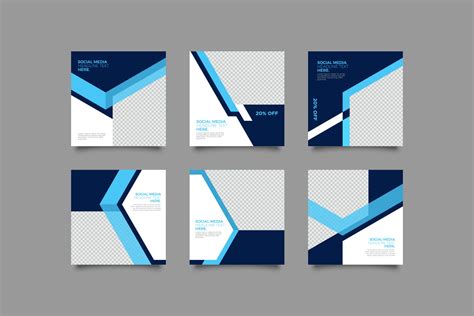 Corporate With Blue Geometric Abstract Instagram Post Templates Set
