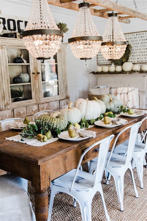 Happy Fall Rustic Pumpkin And Pear Farmhouse Table