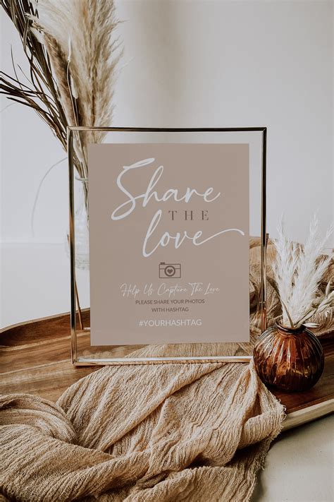 Share The Love Sign Hashtag Sign Template Boho Wedding Sign Etsy