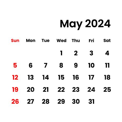 May 2024 Calendar Vector May 2024 Calendar Png And Vector With