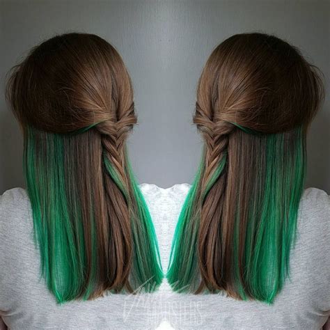 25 Ways To Rock Green Hair Color Peekaboo Hair Green Hair Dye
