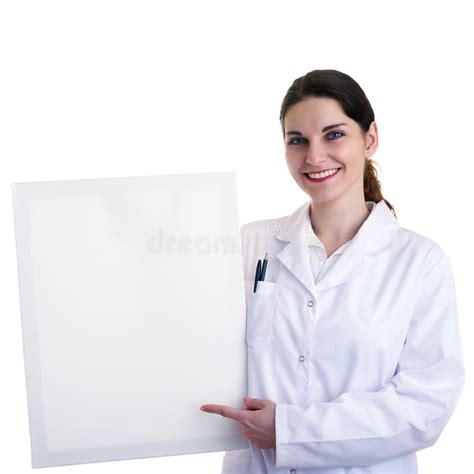Female Doctor Assistant Scientist In White Coat Over Isolated Background Stock Image Image Of
