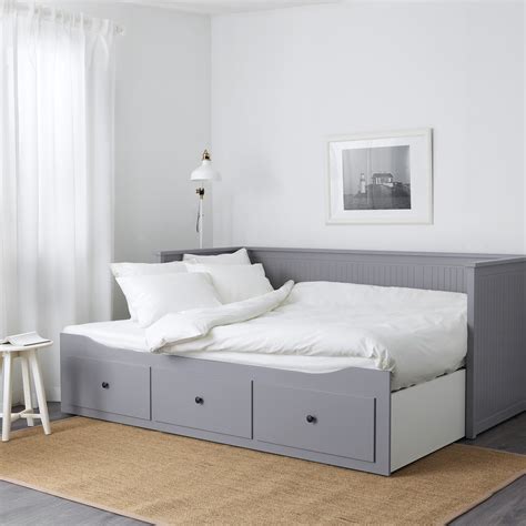 Hemnes Grey Day Bed With 3 Drawers Ikea Small Guest Bedroom Day