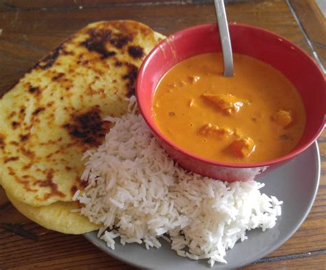 Homemade Butter Chicken Naan And Basmati Rice Rfood