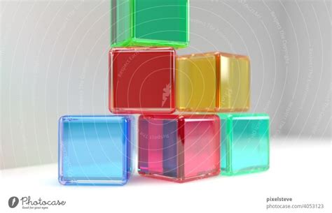Colorful Transparent Plastic Cubes Against Light Background A Royalty
