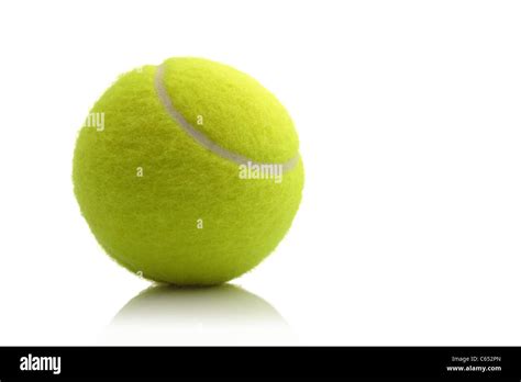 New Unused Tennis Ball With A Small Reflection Isolated Against A White
