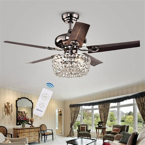 Angel 3 Light Crystal Chandelier 5 Blade 43 Inch Brown Ceiling Fan