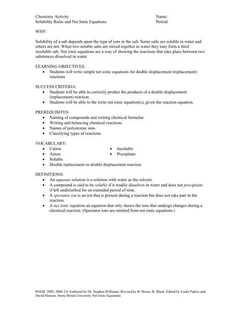 Single displacement & double displacement. Types Of Chemical Reactions Worksheet Pogil | Free ...