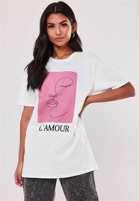 white l amour graphic oversized t shirt missguided tops womens tops missguided